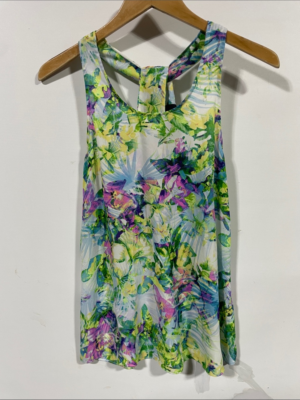 Cynthia Rowley Floral Racerback Tank - Green, Purple & Yellow